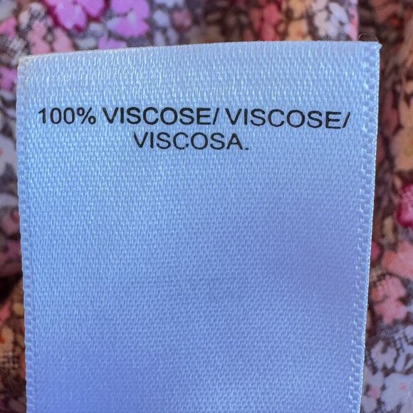 Lucky Brand Purple Print BOHO Top Balloon Sleeve with Pintucks Button Front XL - Picture 7 of 9